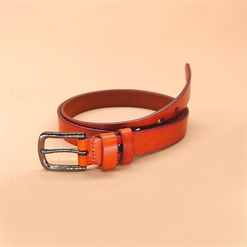Men's Genuine Leather Belt Belt Brass Square Buckle Dermis Alloy Vintage Durable Adjustable Plain Black Kakhi Outdoor Daily Waist Belt 2026 - $32.99 –P4