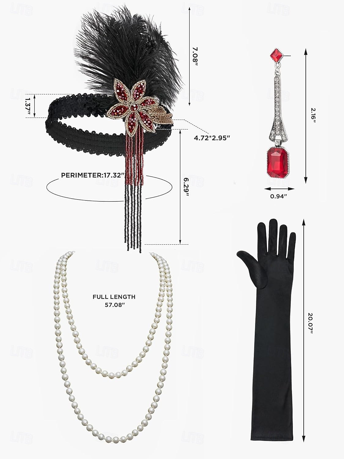 Set Roaring 20s 1920s Mini Dress Flapper Dress Outfits with Accessories Sleeveless The Great Gatsby Charleston Sequins Tassel Fringe Feather Deep V Fancy Dress Women's Carnival New Year Masquerade 2026 - $79.99 –P9