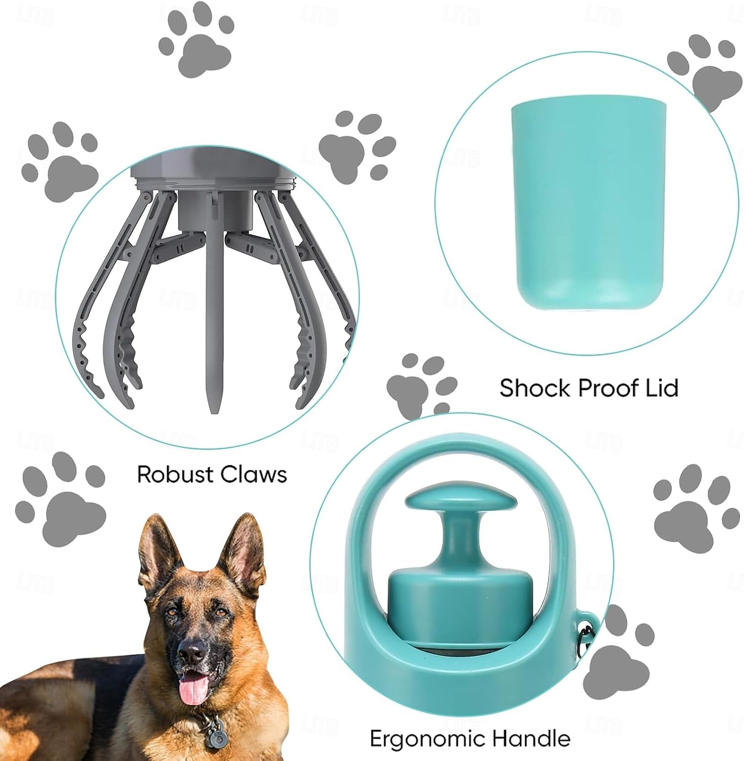 Recogedor de excrementos portátil sin contacto para perros pequeños, medianos y grandes. Incluye 15 bolsas y un contenedor hermético para recoger los desechos. 2026 - $22.99 –P3