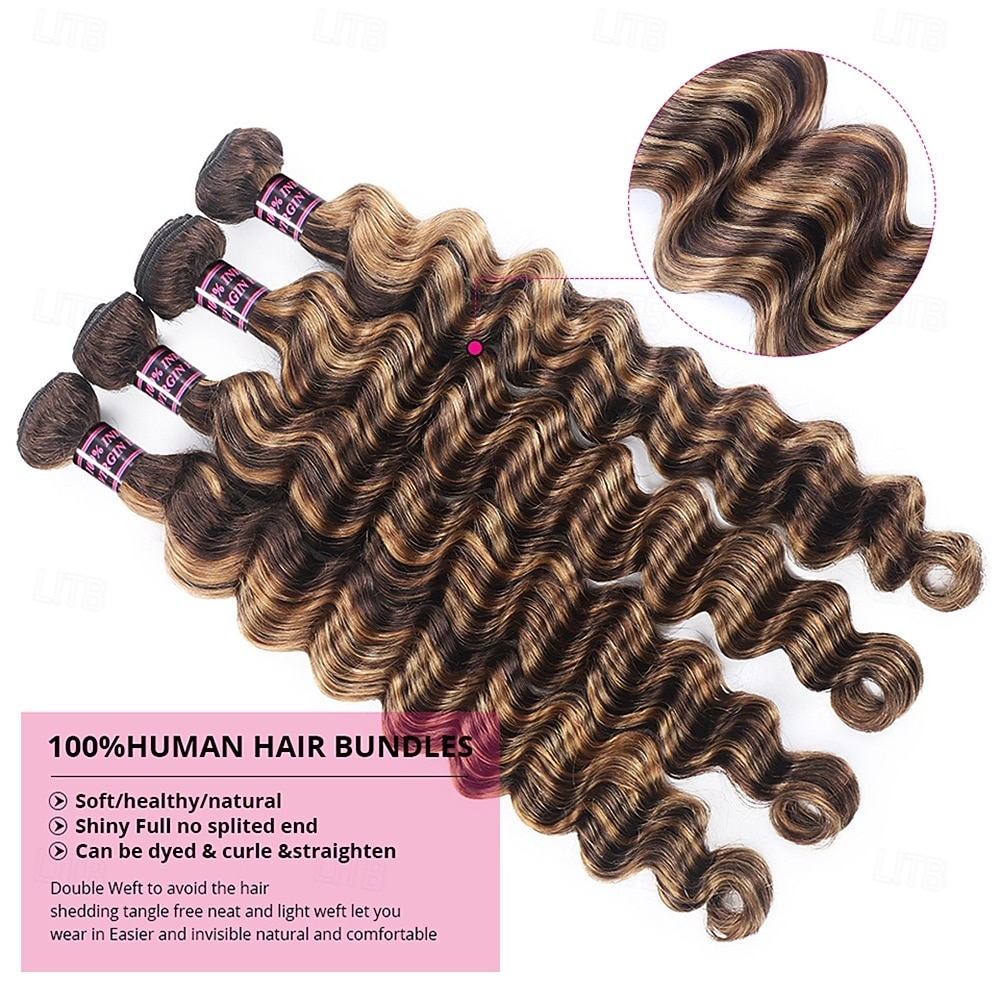 стр. 4/27#, свободные глубокие пучки натуральных волос (4 пучка, 18, 18, 20, 20 дюймов) 2026 - $226.19 –P3