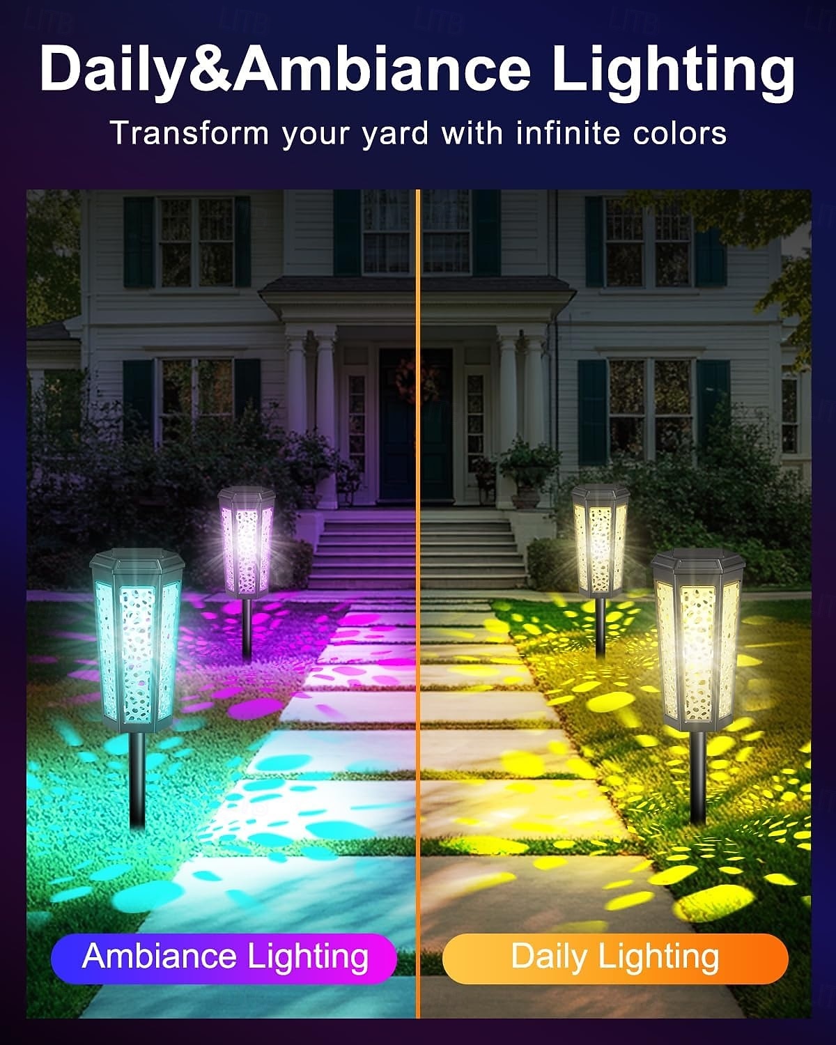 1 buc 1 W Lumini Solare LED Lumini și felinare ale căii Sculptură și lumini de peisaj Rezistent la apă RGB + Cald RGB + alb 1.2 V Lumina Exterior Curte Grădină 2 LED-uri de margele 2026 - $21.99 –P6