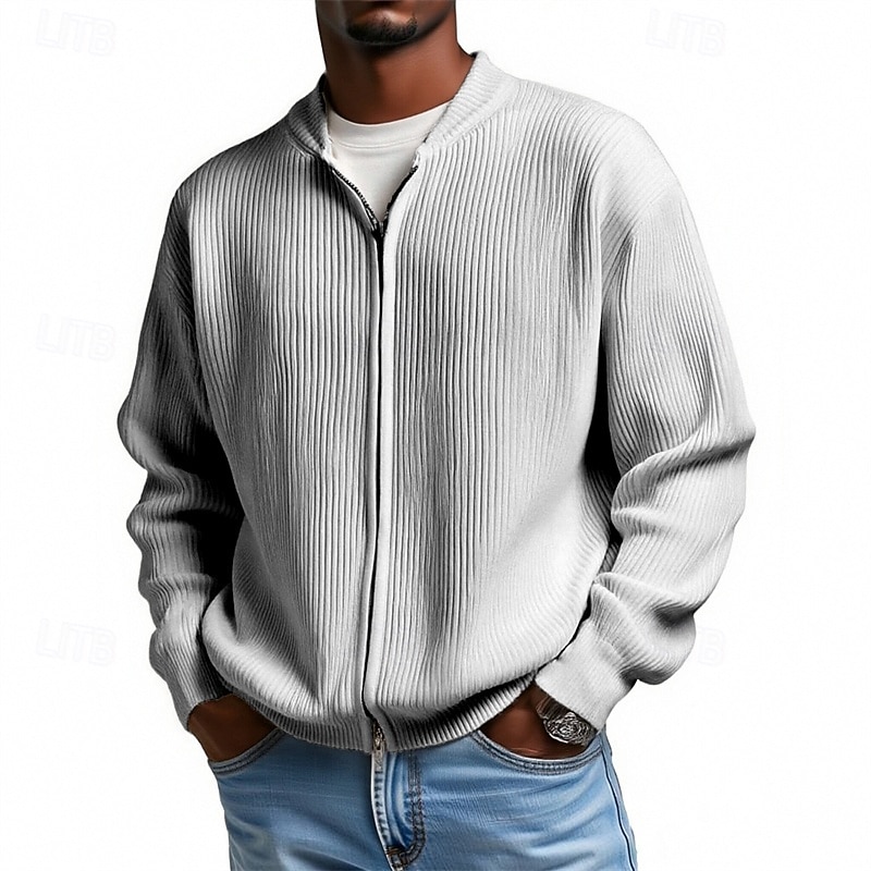 Herren Pullover Strickjacke Gerippt Stricken Normale Oberteile Gestrickt Einfach Stehkragen Mode Streetwear Outdoor Alltagskleidung Bekleidung Herbst Winter Schwarz Kaki M L XL 2026 - $28.99 –P2