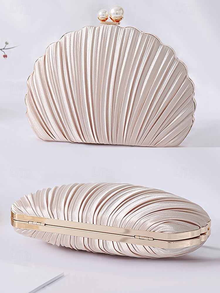 plisowana damska kopertówka z perłowym uchwytem – elegancka wieczorowa torebka, w wielu kolorach – idealna na wesela, imprezy i specjalne okazje 2026 - $29.99 –P9