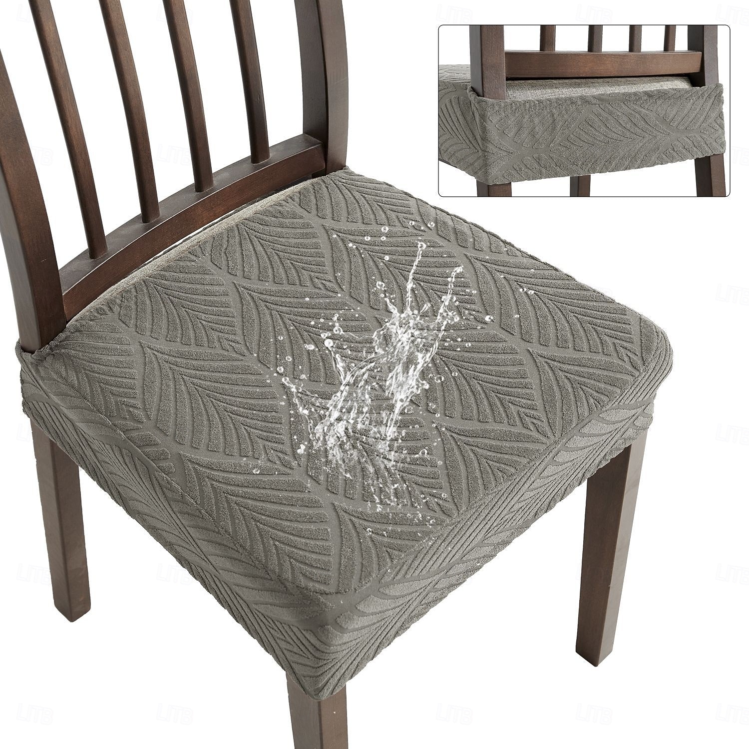 Coprisedia elasticizzati in jacquard a foglia, morbidi coprisedili elastici per sala da pranzo, cucina, arredamento per la casa, fodera rimovibile antipolvere e antimacchia. del 2026 a $9.49 –P9