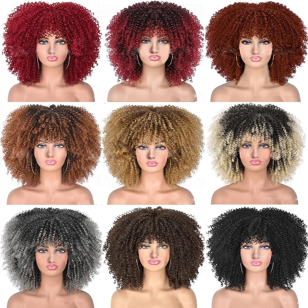 Peruca de Carnaval 2026 Loiro Vermelho Preta Afro Afro Kinky Curto Peruca sintética para festivais Mardi Gras Parada Cabelo para fantasia de cosplay para Feminino de 2026 por $18.99 –P1