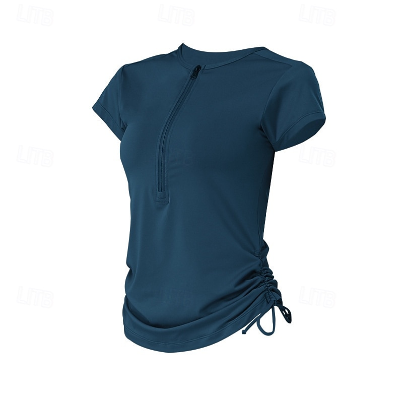 Dam Solid färg Träningströja Träningstoppar Elastisk Svettavvisande Andningsfunktion Tennis Pickleball Yoga Rund hals Överdelar Vit Rosa Blå Tenniskläder 2026 - $16.49 –P5