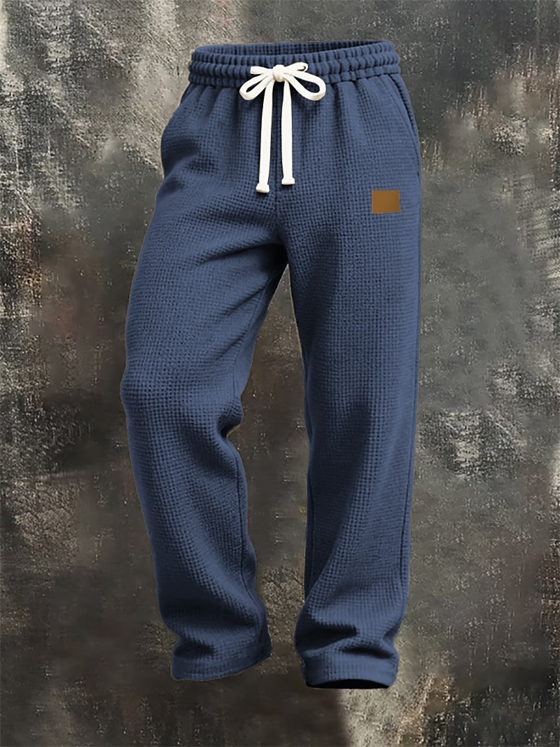 Homens Calças Esportivas Calças Calça Waffle Com Cordão Bolsos Cintura elástica Tecido Conforto Diário Esportes Moda Casual Marron Escuro Preto Micro-Elástica de 2026 por $22.99 –P9