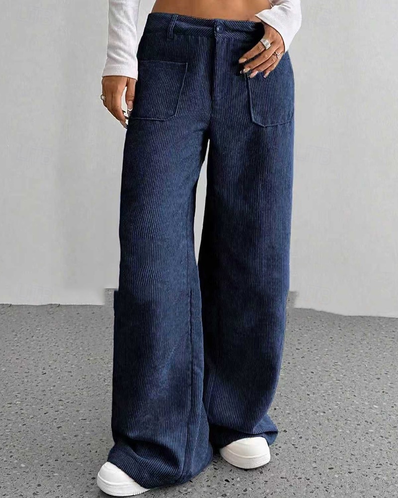 Per donna Culotte Gamba Larga Chinos Streetwear Casual Lunghezza intera Vita media Semplice Tasca Elastico in vita Confortevole Inelastico Quotidiano All'aperto Vacanza Aalbicocca Grigio Blu marina del 2026 a $14.49 –P20