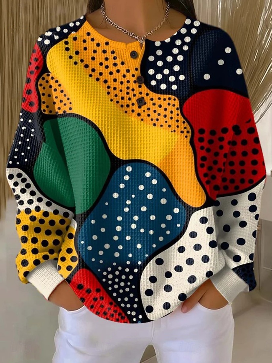 Damen Kapuzenpullover Geometrisch Mode Langarm Rundhalsausschnitt Normale Oberteile Schwarz Gelb Rosa Frühling Herbst Winter 2026 - $28.99 –P2