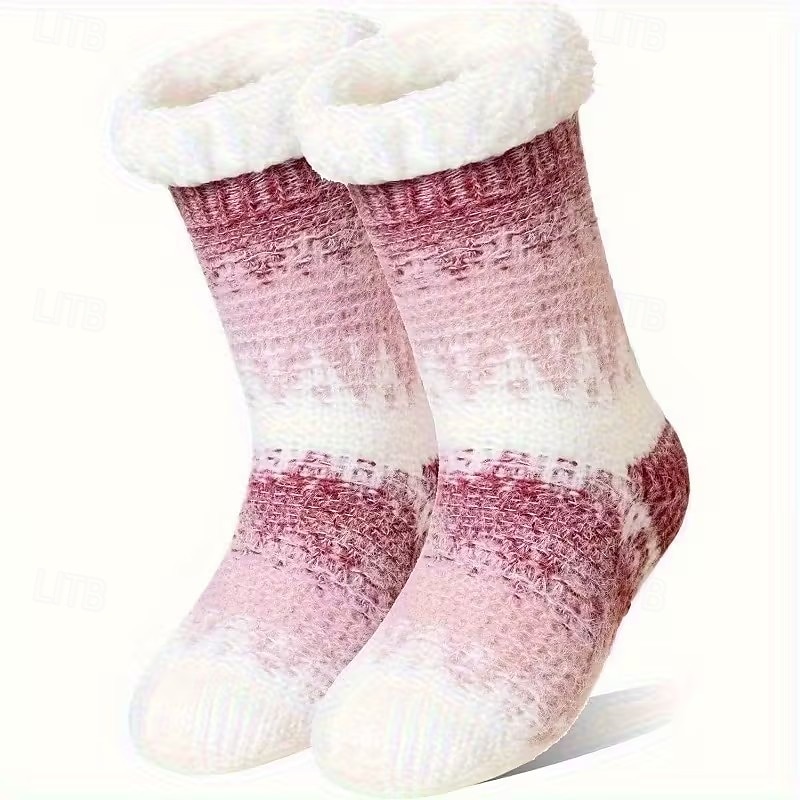 1 para damskich puszystych skarpet-kapci, pluszowych, wyściełanych skarpet podłogowych na jesień &zimowe, antypoślizgowe, grube, ciepłe, pluszowe skarpetki, 6 kolorów dostępnych, prezent na Święto 2026 - $17.49 –P8