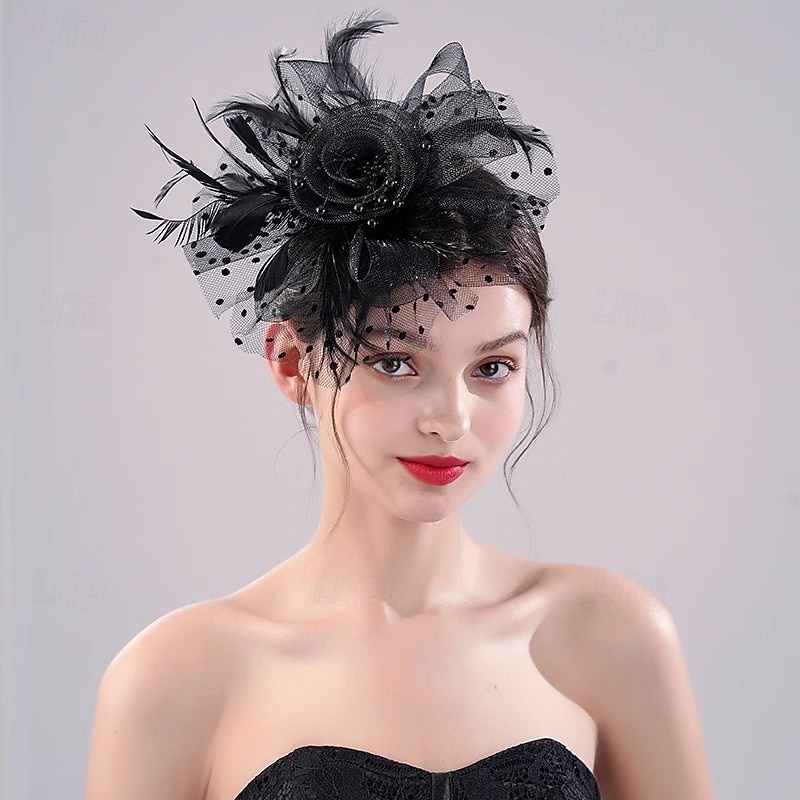 Decoração de Cabelo Presilha de cabelo Pena Casamento Aniversário Elegante Vintage Estilo bonito Com Penas Miçangas Capacete Chapéu de 2026 por $17.49 –P6
