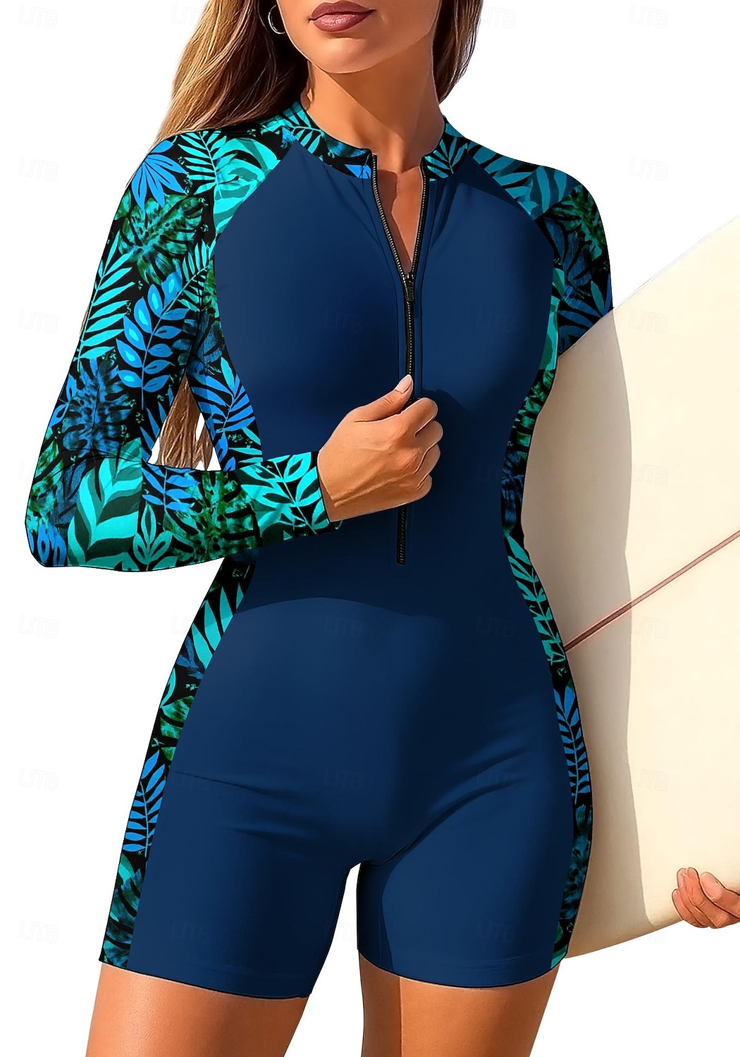 Жен. Стандартный Рашгард Цельный костюм для серфинга Купальный костюм Цветочный принт тропический Блокировка цвета Застегнуться со встроенным бюстгальтером Съёмные вставки УФ-защита от солнца UPF50 2026 - $35.99 –P4