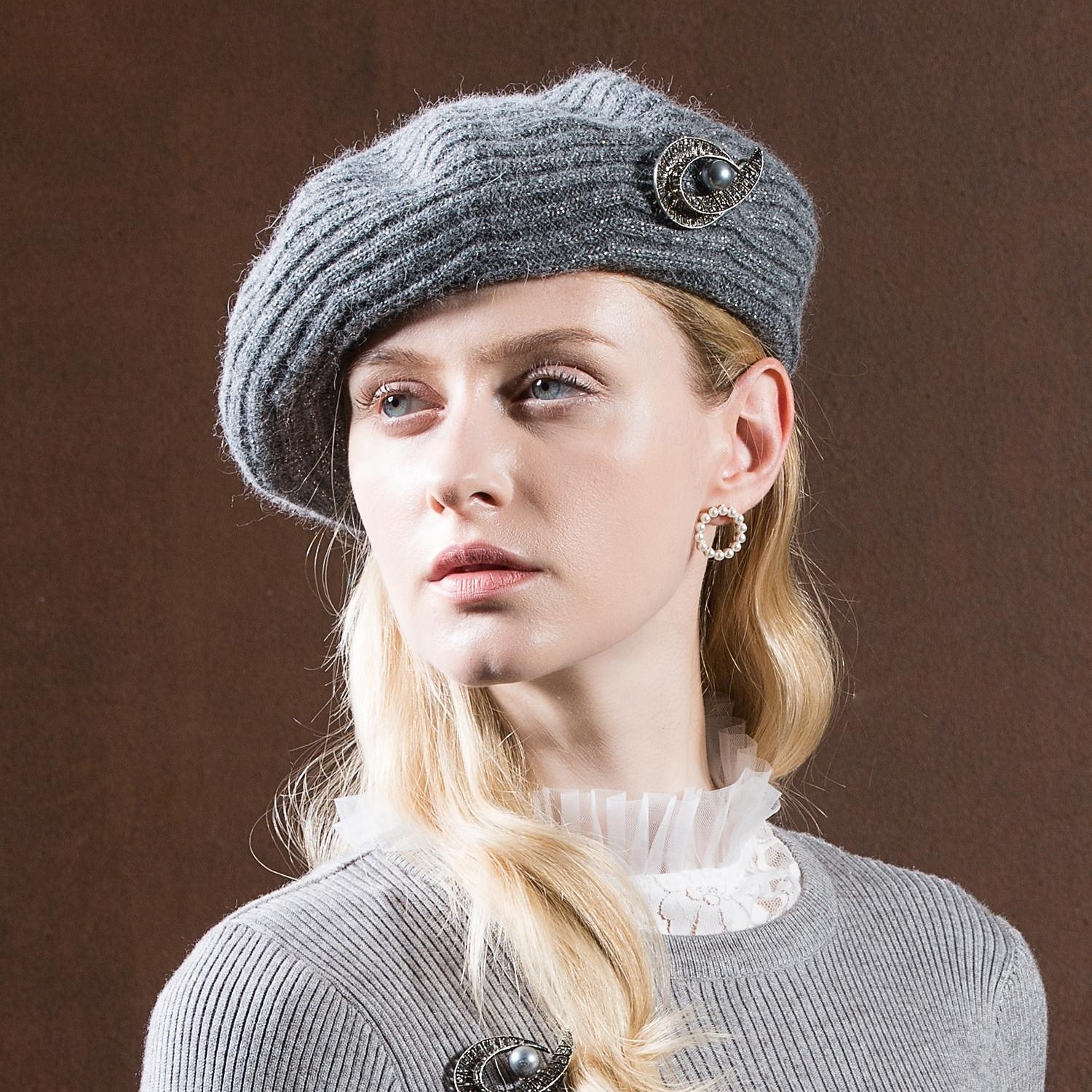 Hats synthetic fibre Beret Hat Floppy Hat Casual Holiday Classical Classic With Crystals Pure Color Headpiece Headwear 2026 - $28.99 –P7