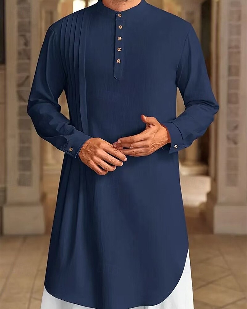 Homme Loungewear Chemise de Nuit Uni Élégant Confort Maison Quotidien Coton Respirant Col montant manche longue Printemps Automne Noir Blanche de 2026 ? $30.99 –P15