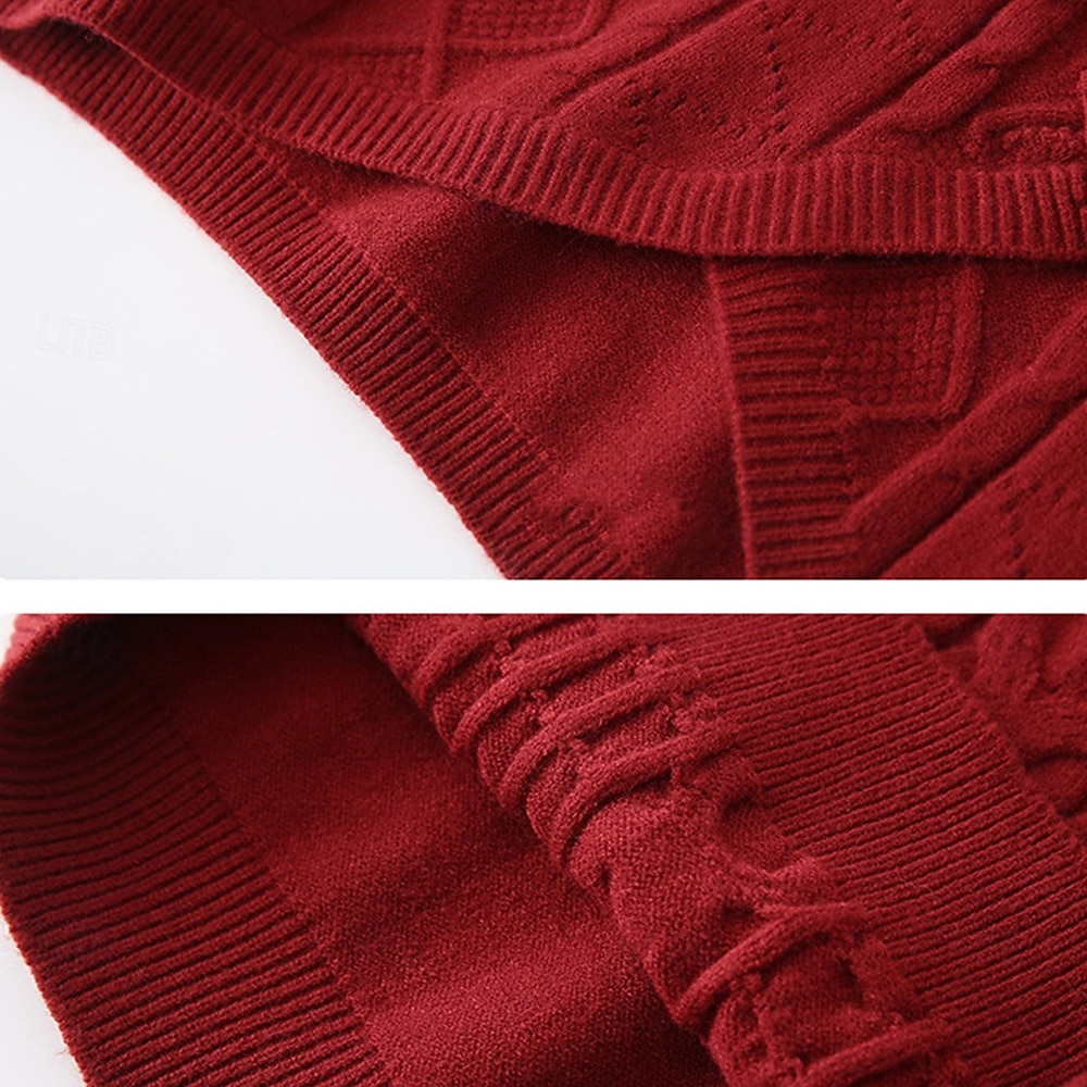 Herren Weihnachtspullover Pullover Pullover mit Zopfmuster Strickpullover Gerippt Stricken Normale Oberteile Gestrickt Einfach Rundhalsausschnitt Vintage Mode Weihnachten Urlaub Bekleidung Herbst 2026 - $47.99 –P4