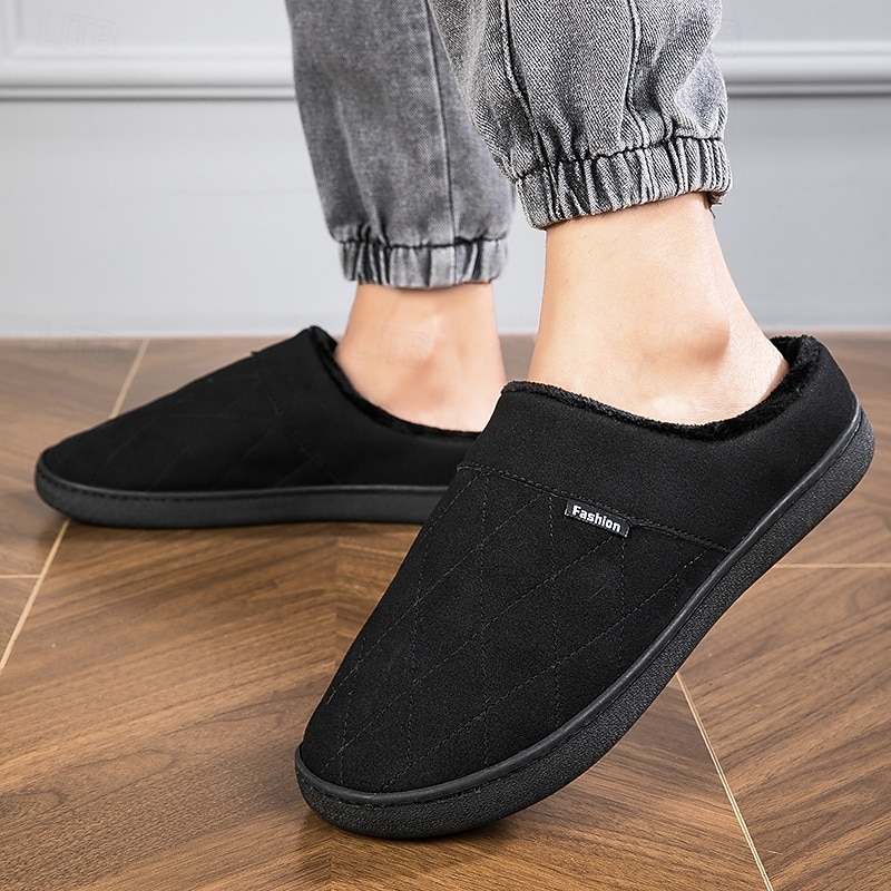 Per uomo Pantofole & Infradito Pantofole di peluche Foderato in pile Camminata Casual Quotidiano Pelle sintetica Caldo Confortevole Mocassino Nero Blu Inverno del 2026 a $24.99 –P2