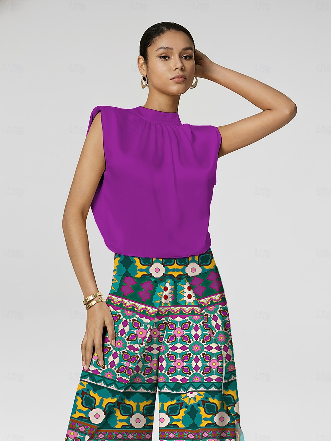 saténový top bez rukávů se širokými rameny, ležérní, dovolená 2026 - $56.99 –P2