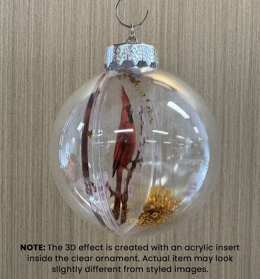 Ornements transparents d'oiseaux de la nature, décorations de sapin de Noël avec cardinal, boules de Noël en plastique transparent, décorations de fêtes, décorations intérieures et extérieures pour sapin de Noël, cadeaux commémoratifs de 2025 ? $9.99 –P1