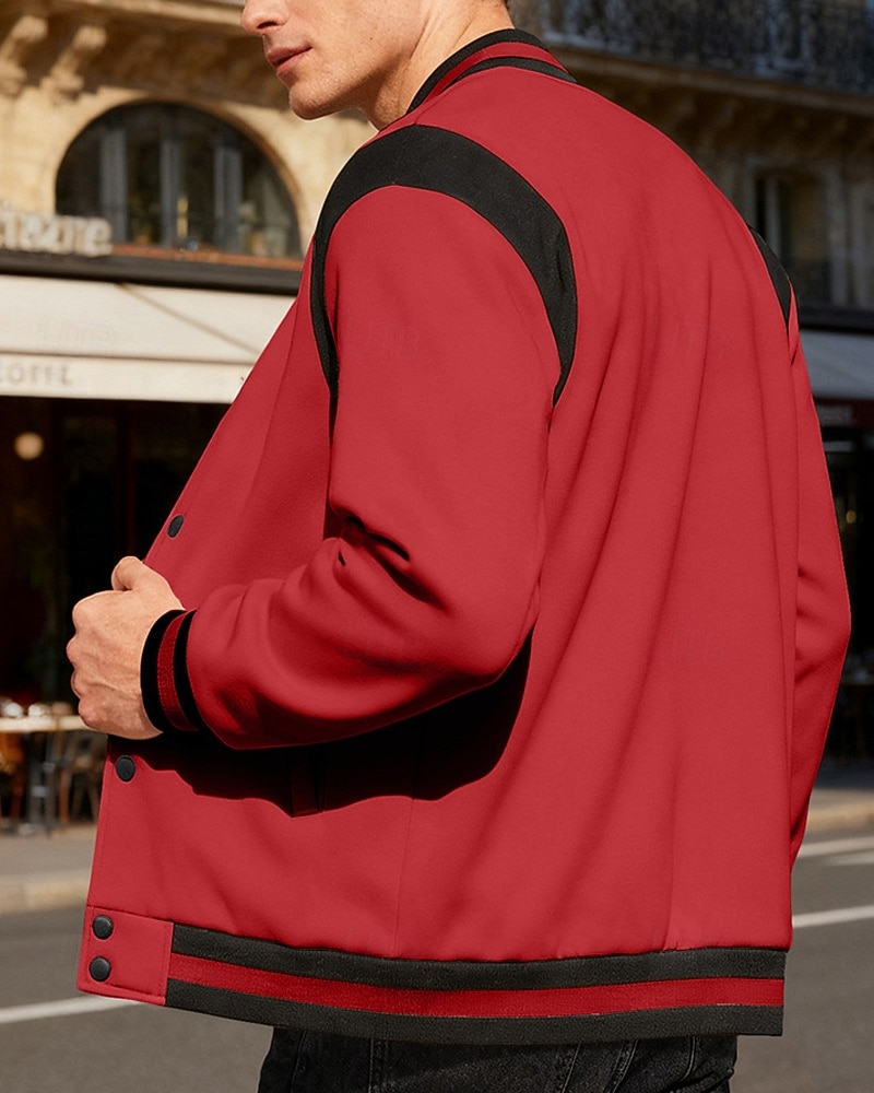 Herren Leichte Jacke Freizeitjacke Collegejacke Outdoor Urlaub Patchwork Tasche Frühling Herbst Farbblock Streetwear Stilvoll Stehkragen Regulär Dunkelgrau Schwarz Wein Marineblau Khaki Jacken 2026 - $31.99 –P14