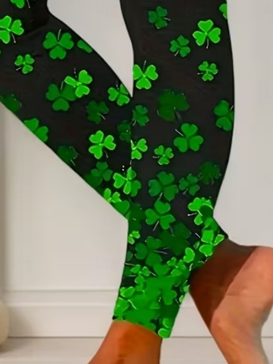 Leggings für Damen zum St. Patrick's Day – kuschelige Leggings für Urlaub und Freizeit, lange Hose mit hohem Bund, grafischem Kleeblattmuster, bequem, dehnbar, lässig, für Alltag und Frühling, Herbst und Freizeit, schmal geschnitten 2026 - $6.49 –P6