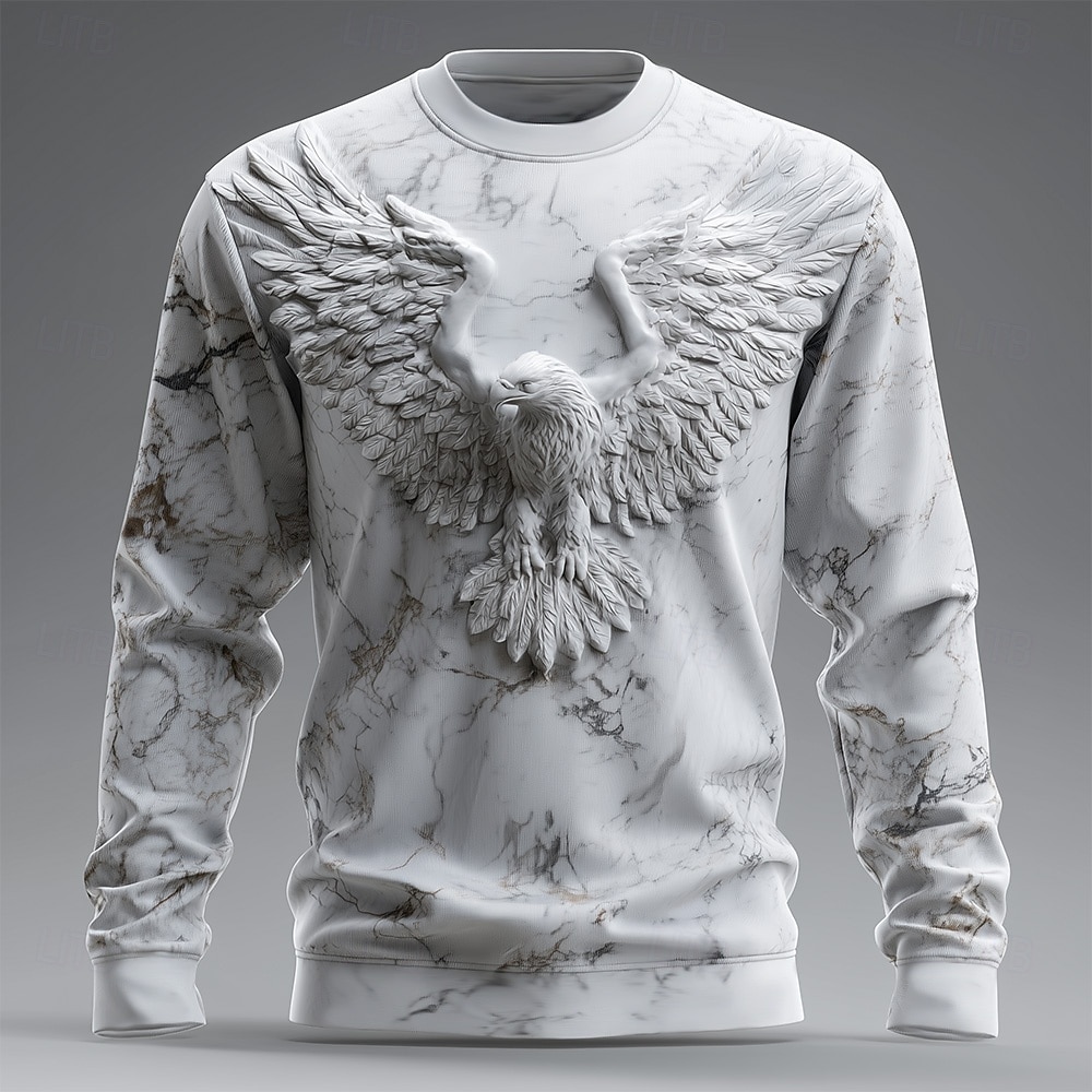 Homme Illusion d'optique Aigle Sweatshirt Occasionnel manche longue Col ras du cou Vacances Soirée Cadeau Blanche Col rond 3D Toutes saisons Designer S M L XL XXL XXXL de 2026 ? $28.99 –P1