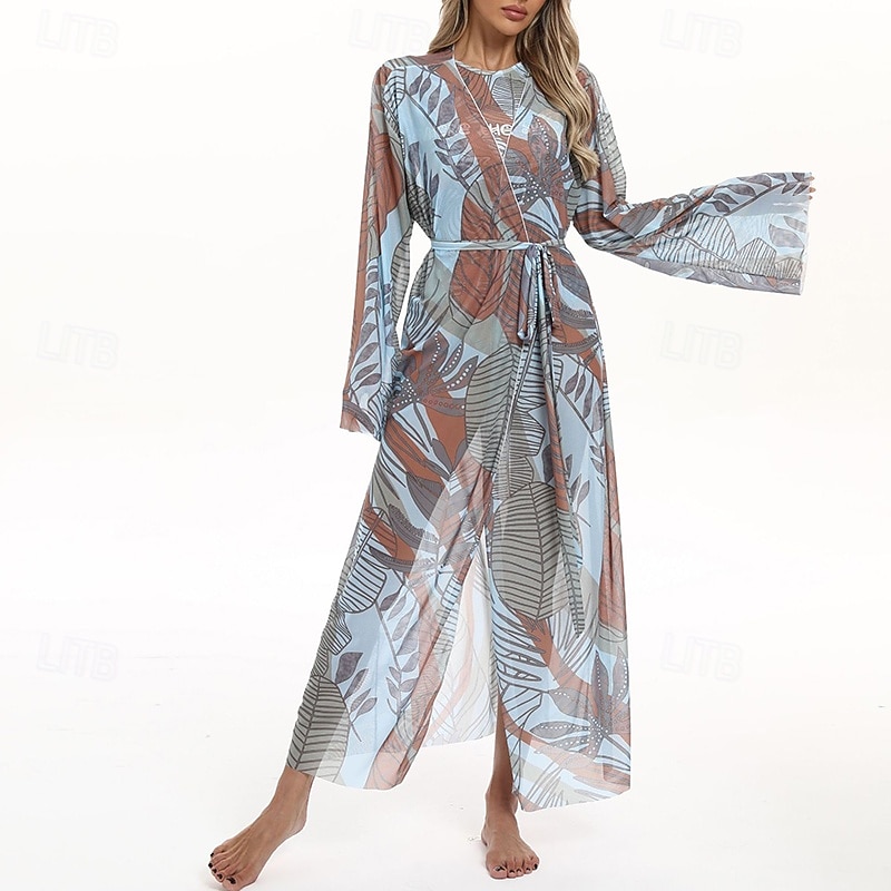 Dámské Plážové zahalovací šaty Dlouhé splývavé kimono kardigany Grafika Cikánský Krátká noha Šifón Ochrana proti UV záření Prodyšné Dlouhý rukáv Plavky Surfování Plážové prázdniny Léto 2026 - $31.99 –P11