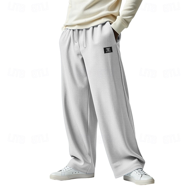 رجالي بنطال رياضي فضفاض بنطلونات سروال وافل رباط جيب مرونة الخصر سهل راحة رياضة في الهواء الطلق مناسب للبس اليومي موضة كاجوال أزرق أسود مرن نسبياً 2025 - $26.99 –P3