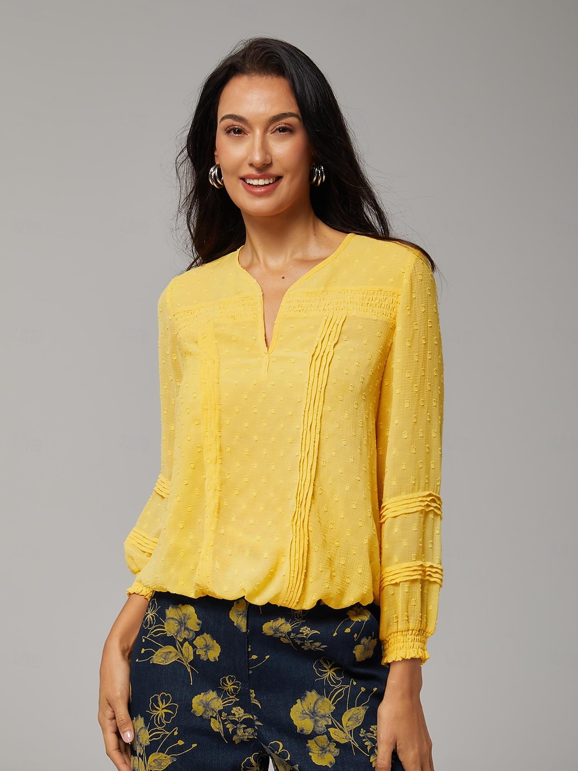 Top de gasa de doble capa con lunares de vacaciones 2026 - $20.99 –P1