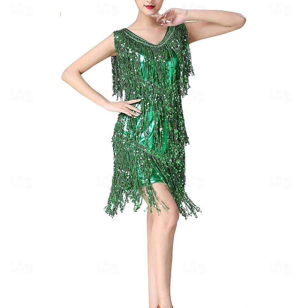 Samba Dancewear Women 1920s Dance Dress Sequin Tassel Fringe Flapper Latin Rumba Dress Glitter Salsa Tango Ballroom Dancing Dressesl Performance Costume 2026 - $47.99 –P8