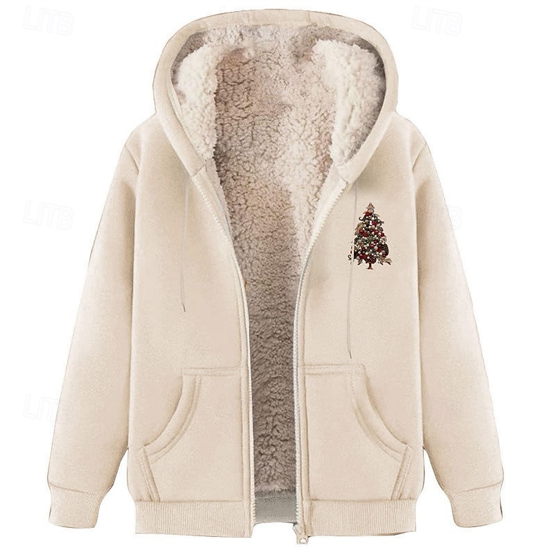 Homens Moletom Full Zip Hoodie Moletom com zíper Moletom com capuz forrado de lã Adamascado Preto Vinho Vermelho Verde Com Capuz Árvore de Natal Bolsos Forro de sherpa Natal Diário Feriado Poliéster de 2025 por $22.99 –P2