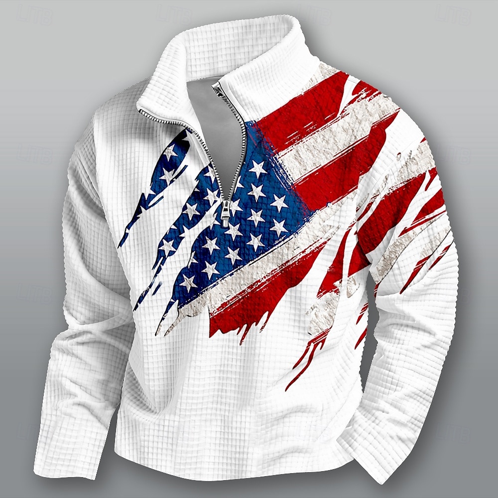 4 luglio 2026 250° Giorno della Memoria Felpa con Cappuccio Designer Bandiera USA da Uomo Casual Outdoor Quotidiano del 2026 a $28.99 –P1