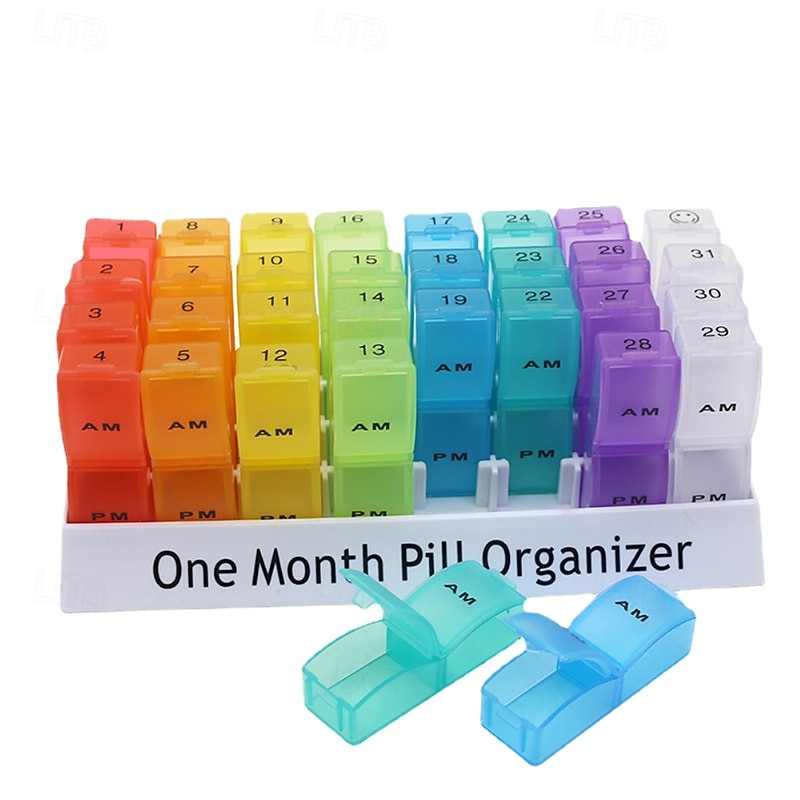 Měsíční organizér na léky 2krát denně, krabička na léky na 31 dní s přihrádkami dopoledne a odpoledne, velký měsíční organizér na léky na vitamíny a doplňky stravy &léky, cestovní pouzdro na léky, bez 2026 - $22.99 –P4