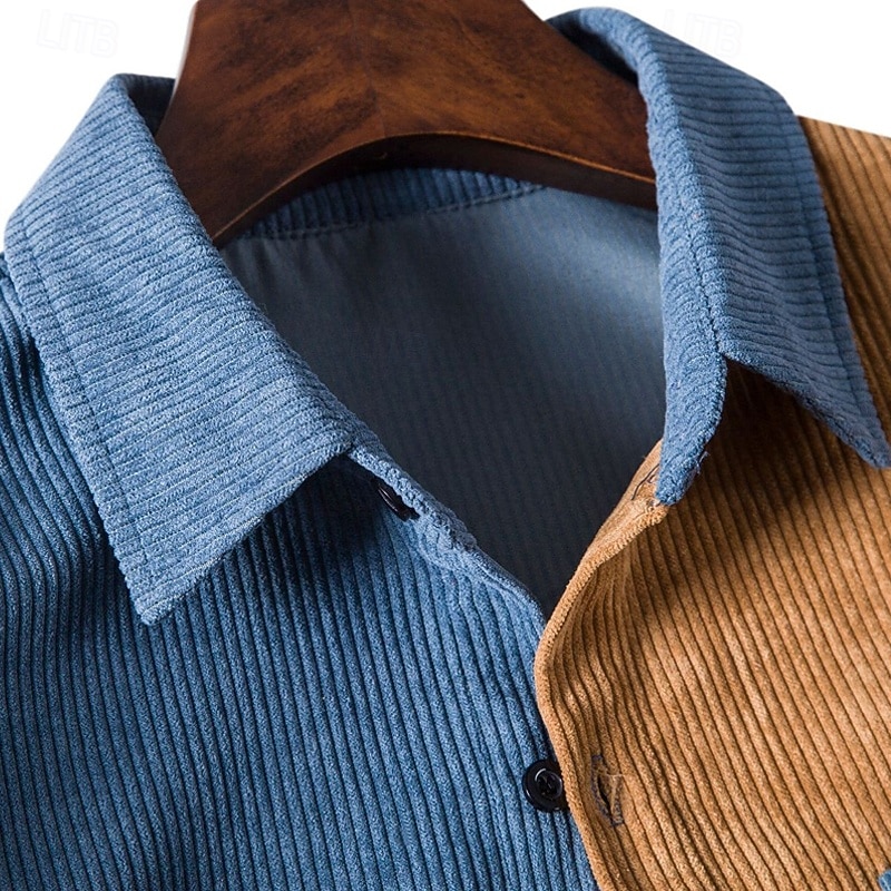 Per uomo Camicia Camicia casual Camicia di Velluto a Coste Camicia con Bottoni Giallo Verde Kaki Manica Lunga Semplice Collo ripiegato Casuale Quotidiano Blocco di colore Abbigliamento Moda del 2026 a $26.99 –P2