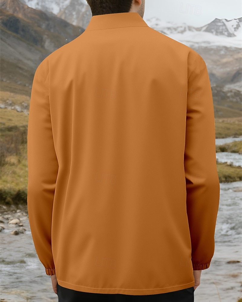 Hombre Chaqueta al aire libre Chaqueta para senderismo Vacaciones Diario Resistente al Viento Mantiene abrigado Bolsillo Otoño Invierno Plano Moda Clásico Escote Chino Regular Amarillo Claro Negro 2026 - $36.99 –P3
