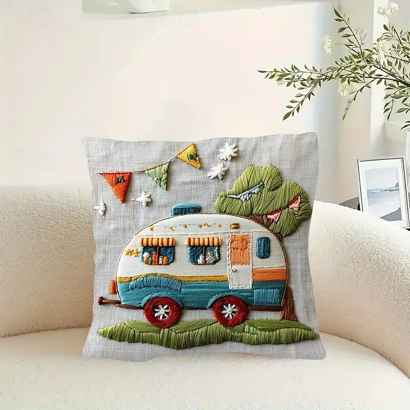 2D plochý tisk vintage stan povlak na polštář digitálním potiskem dekorativní polštář na pohovku, ložnici, obývací pokoj, bytové dekorace 2026 - $9.99 –P3