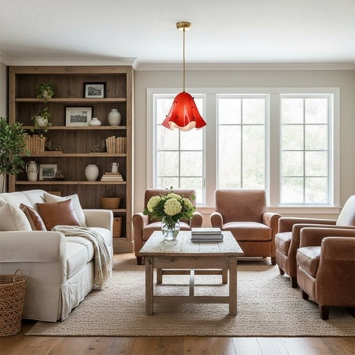 lampada a sospensione in vetro artistico - lampada da soffitto moderna ispirata alla fioritura del 2025 a $299.99 –P9