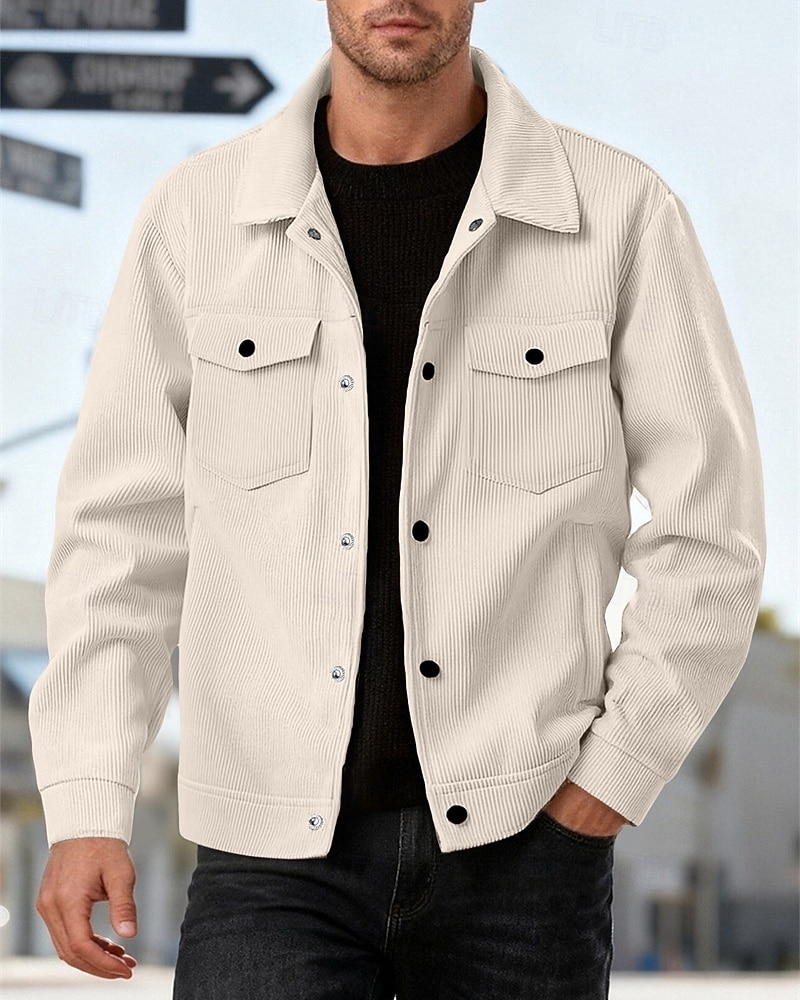 Per uomo Giacca Leggera Giacca Camicia Giacca Casual All'aperto Streetwear Tasca Bottoni Primavera & Autunno Autunno & Inverno Semplice Streetwear Quotidiano Collo ripiegato Regolare Nero Marrone del 2026 a $31.99 –P1