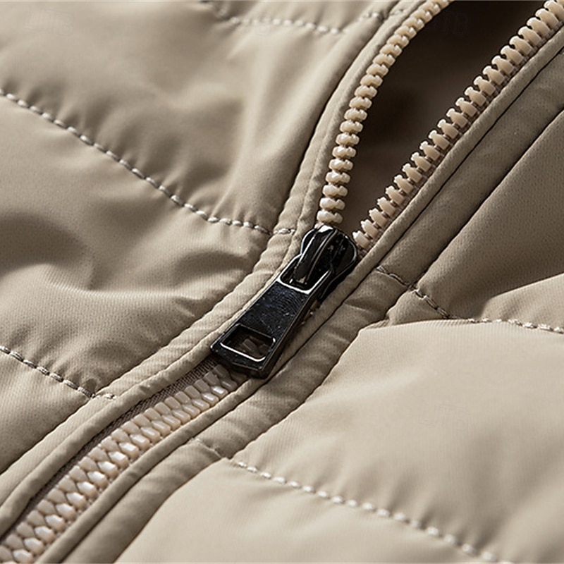 Men's Winter Coat Quilted Jacket Padded Jacket Pocket Quilted Polyster Outdoor Casual Daily Regular Fashion Streetwear Contemporary Thermal Warm Winter Solid Color Black Khaki Army Green Puffer Jacket 2026 - $65.99 –P8