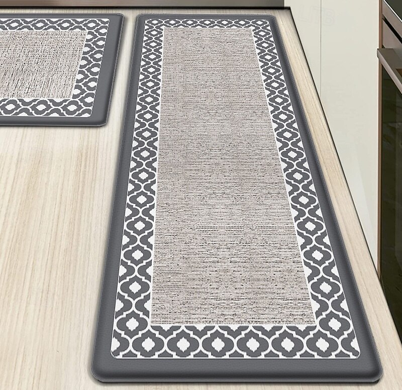 Alfombras de pasillo para cocina, de PVC grueso, antifatiga, con diseño de doble marco tipo teslin, impermeables, resistentes al aceite, antideslizantes y de cuero sintético. 2026 - $14.49 –P4