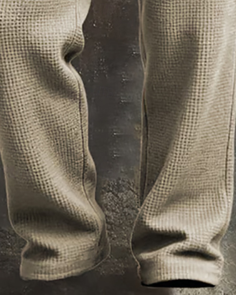 Homens Calças Esportivas Calças Calça Waffle Com Cordão Bolsos Cintura elástica Tecido Conforto Diário Esportes Moda Casual Marron Escuro Preto Micro-Elástica de 2026 por $22.99 –P3