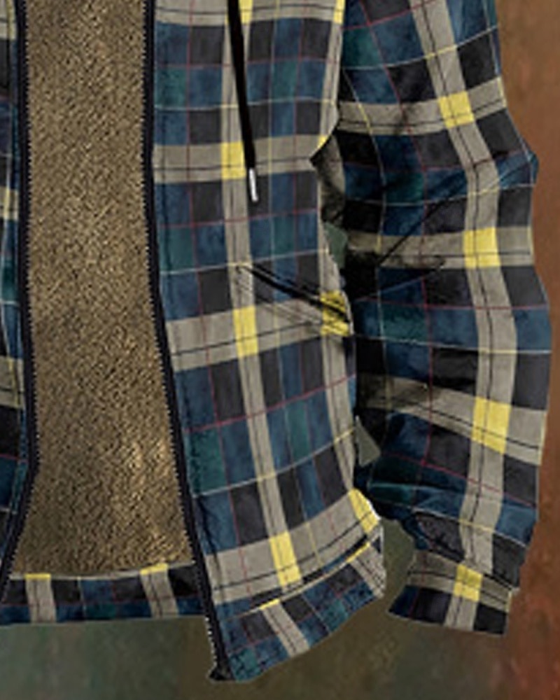 Per uomo Felpa con cappuccio Felpa con cappuccio a zip intera Felpa con cappuccio e zip Felpa con cappuccio in pile Blu marino Con Cappuccio Plaid Con zip Tasca Sport & Outdoor Casuale Quotidiano del 2026 a $53.99 –P3