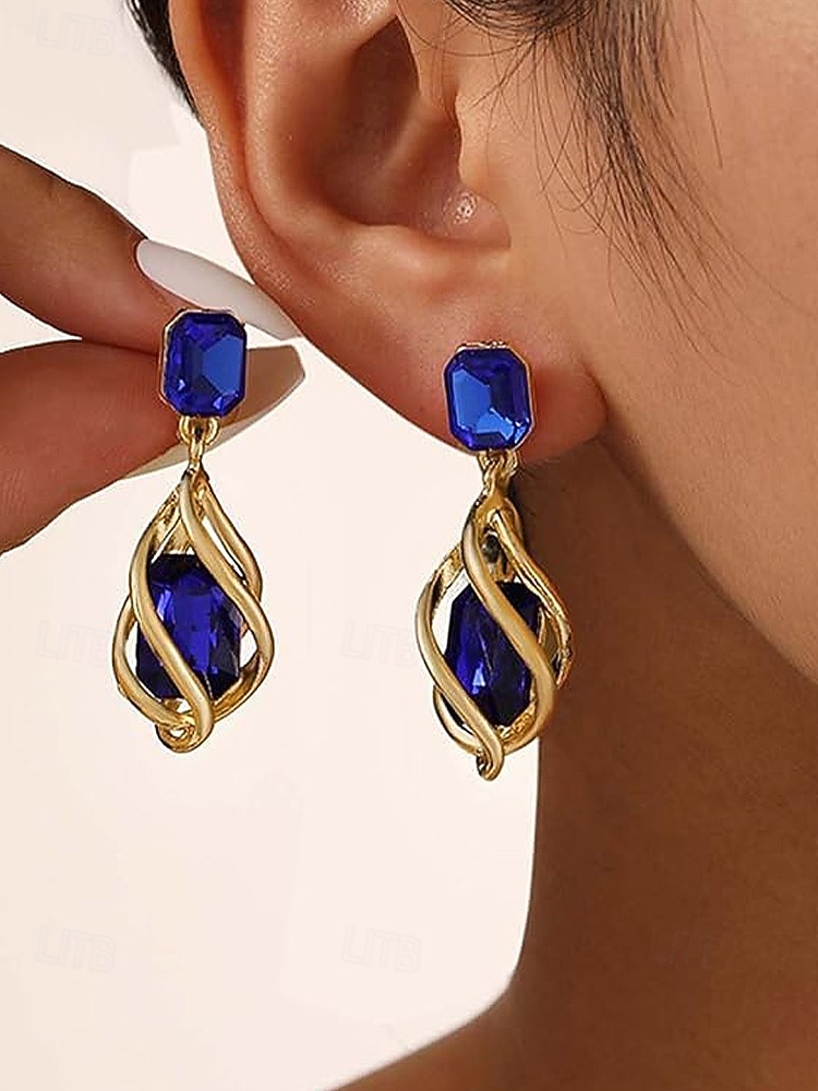 Damskie kolczyki ze stopu metali, w wielu kolorach, elegancki design z kamieniem szlachetnym na święta Bożego Narodzenia i oficjalne okazje 2026 - $4.99 –P3