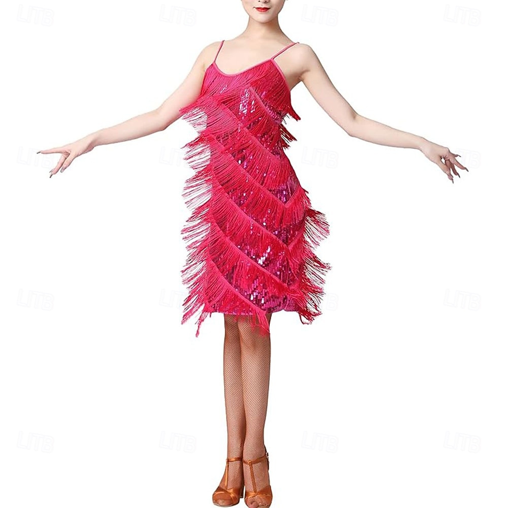 Samba Dancewear Ženské salsa latinské taneční šaty se třásněmi a flitry kostým pro ballroom tanec na karneval 2026 - $50.99 –P6