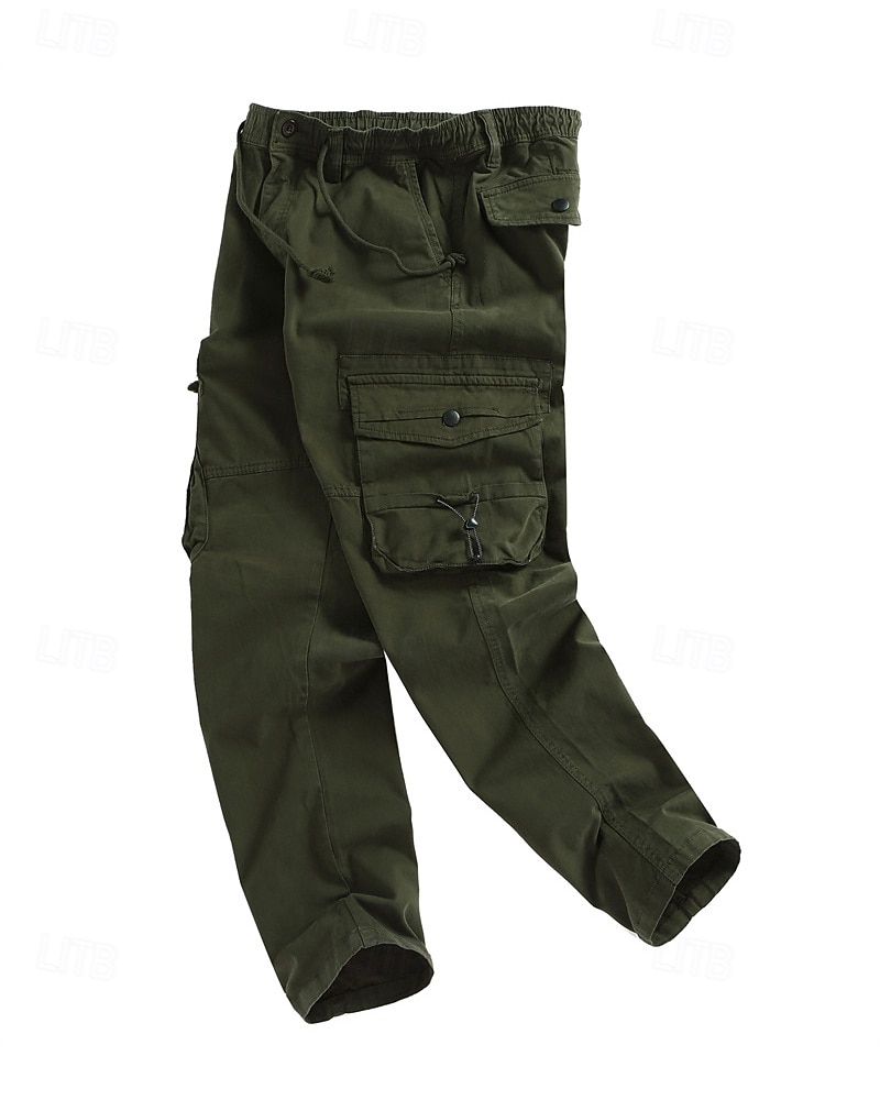 Homens Calças Cargo Calças Bolso multi Tecido A Prova de Vento Vestível Comprimento total Ao ar livre Diário Acampar e Caminhar Roupa de rua à moda Exército verde Preto de 2026 por $47.99 –P11