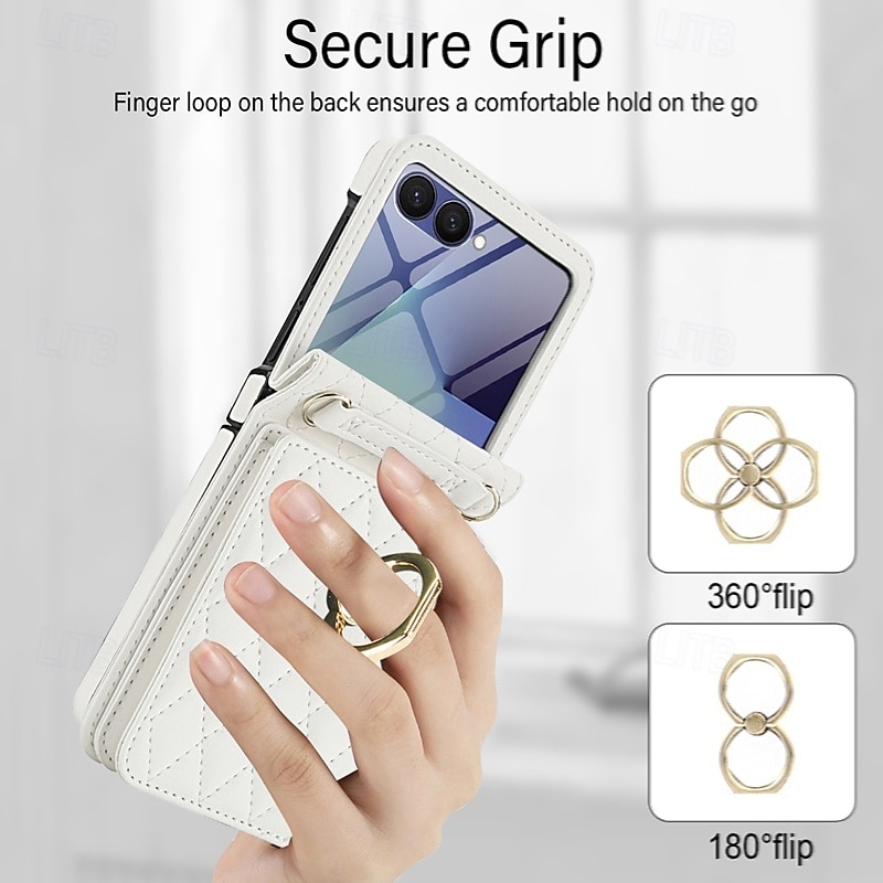 Phone Case For Samsung Galaxy Z Flip 7 Z Flip 6 Z Flip 5 Z Flip 4 Z Flip 3 Flip Cover with Screen Protector Ring Holder Shockproof Retro PU Leather 2026 - $32.99 –P5