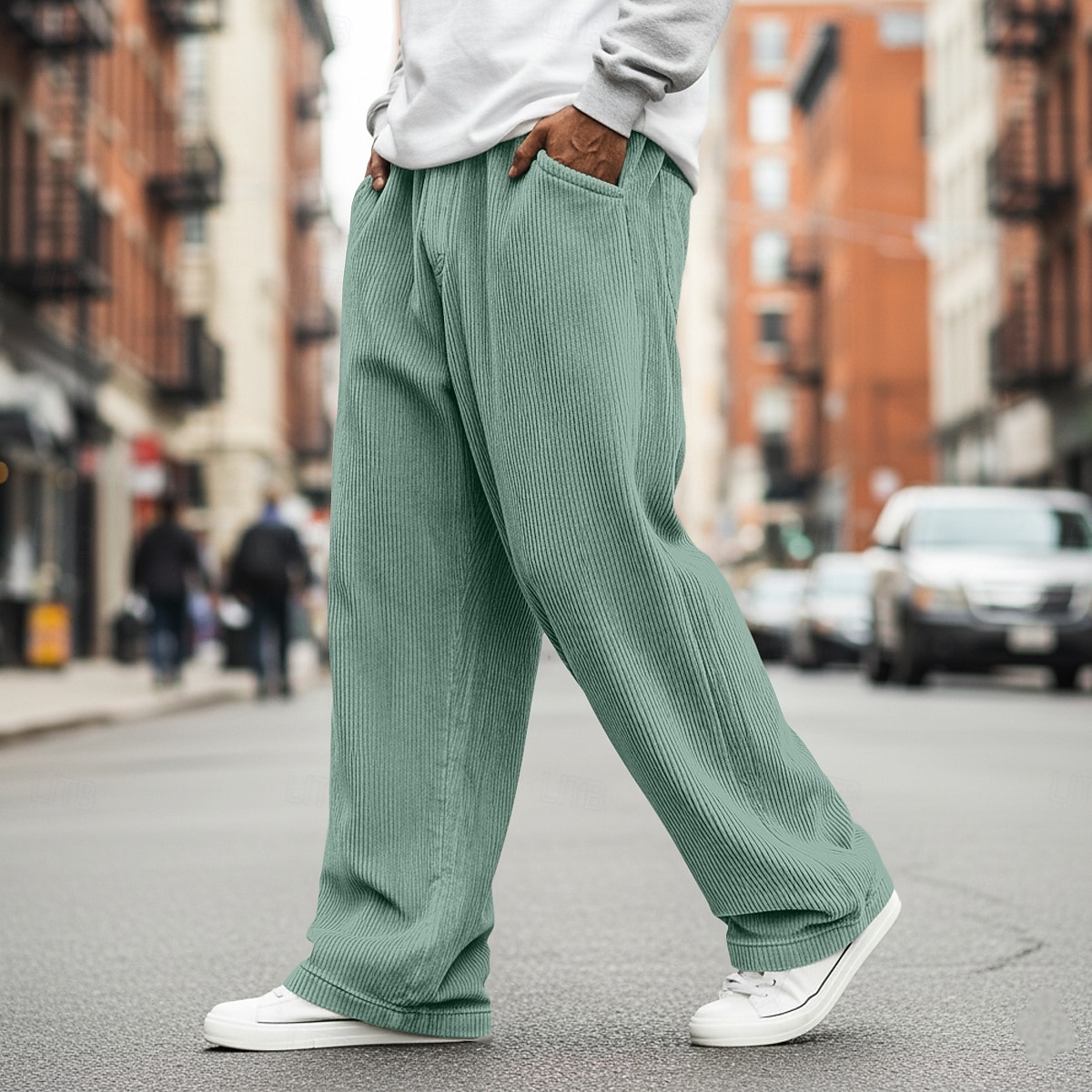 Bărbați Pantaloni Pantaloni Corduroy Pantaloni largi Pantaloni casual Pantaloni de sport cu picior drept Cordon Culoare solidă Confort Lungime totală În aer liber Casual Zilnic Modă Stil Clasic Negru 2026 - $22.99 –P1