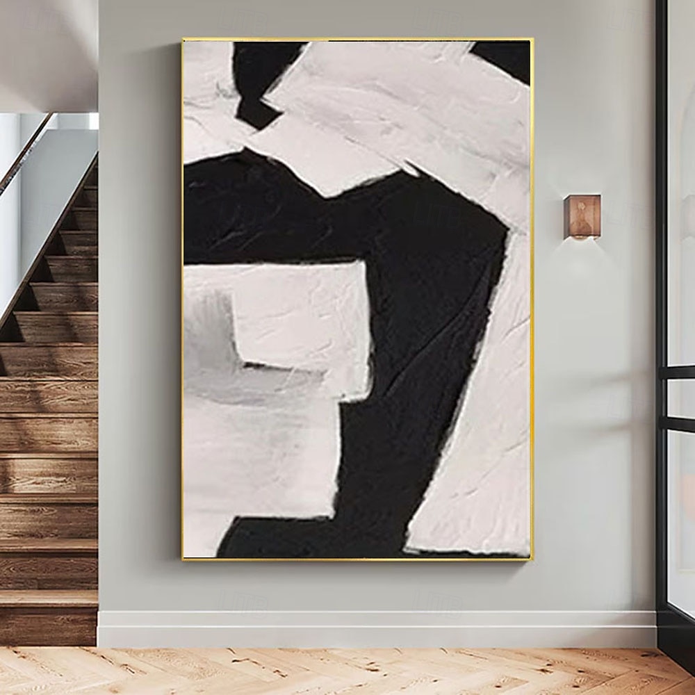 2026年 手描きの油絵、黒、グレー、白、モダン、抽象、キャンバスの油絵、ミニマリスト、テクスチャ、壁アート、手作りの絵画、リビングルーム、壁アート、ホームデコレーション  コレクション – $88.99 –P5