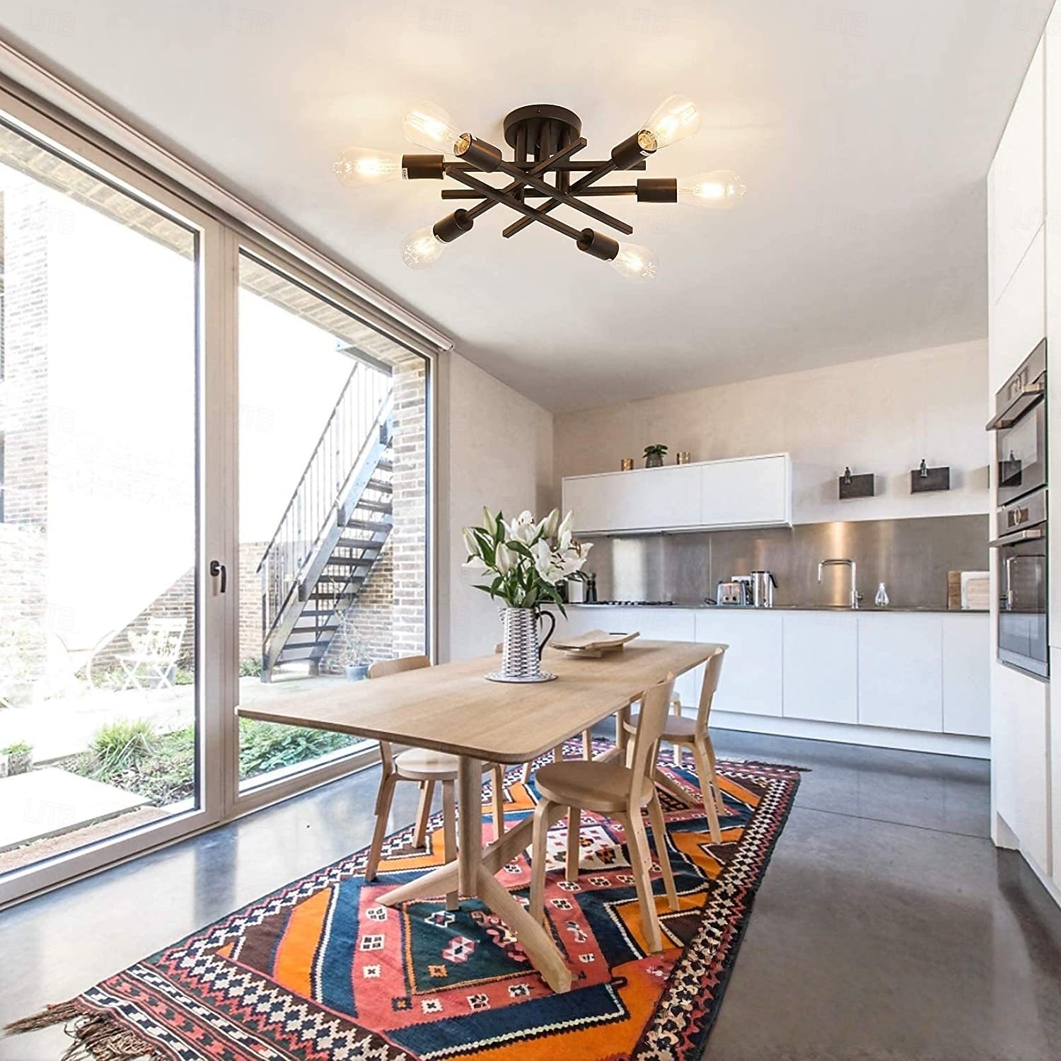 4-אור 6-אור 30 cm עיצוב קו מרובע נורות תקרה מתכת מסורתי / קלסי סגנון נורדי 110-265V 2026 - $79.99 –P4