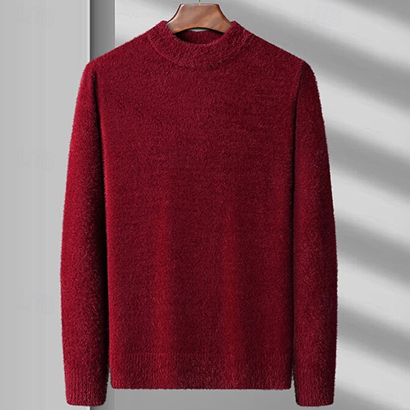 Miesten Neulepusero Neulottu villapaita Joustin Neuloa Tavalliset topit Kudottu Tavallinen Tiukka pyöreä kaula-aukko Muoti Perus Loma Arki-asut Vaatetus Syksy Talvi Laivaston sininen Sininen M L XL 2026 - $36.99 –P6
