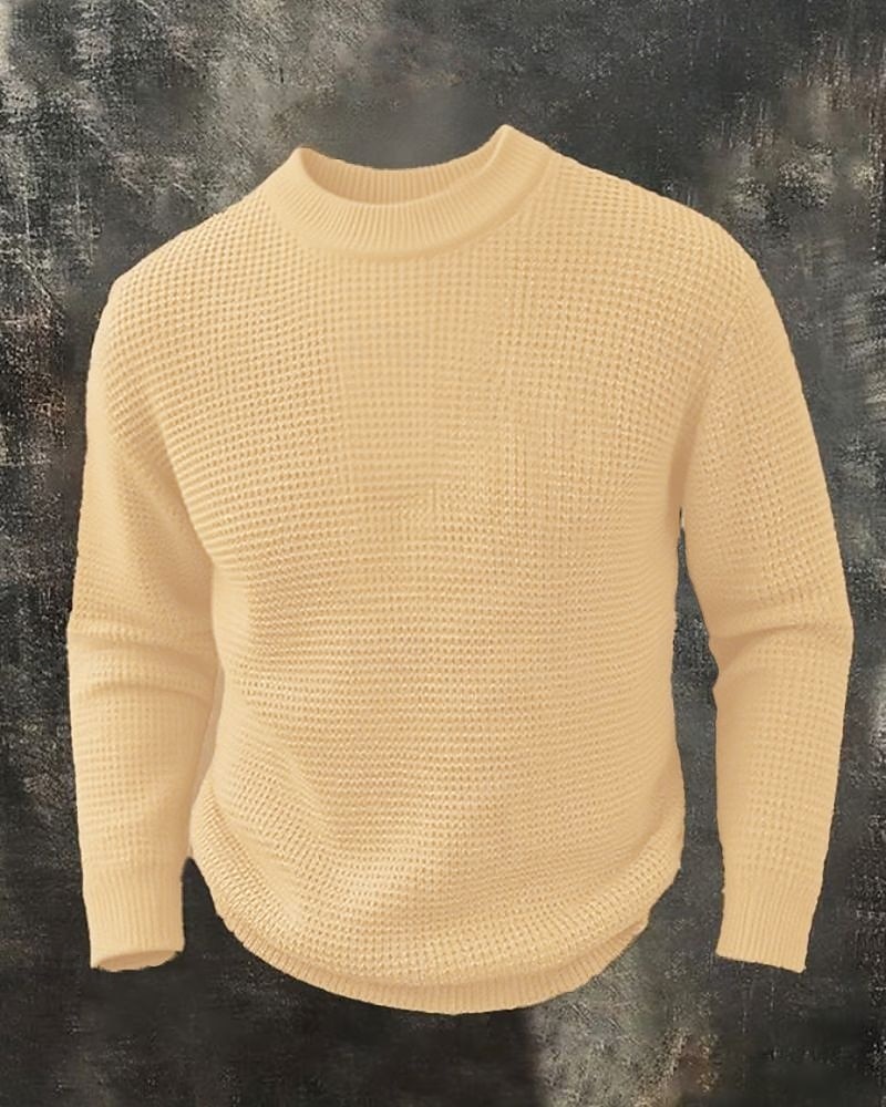 Voor heren Trui Gebreide trui Geribd Kabel breien Normale tops Gebreid Effen Strakke ronde hals Modern Modern eigentijds Casual Alledaagse kleding Kleding Herfst Winter Wit S M L 2026 - $34.99 –P4